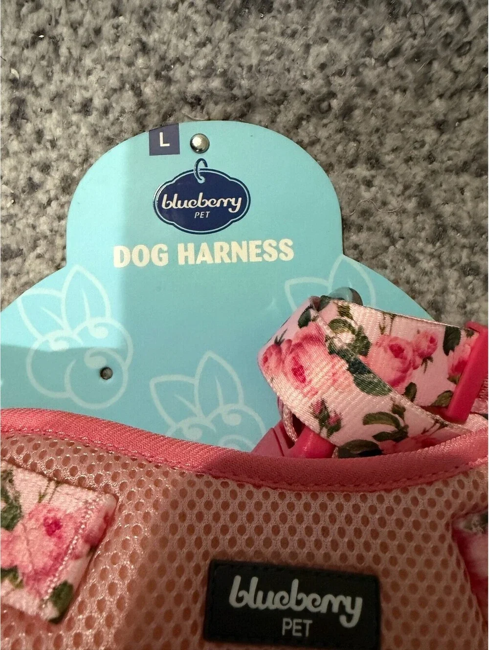Blueberry Pet Dog Harness Lot of (2) Size Large L Floral Pink Purple NWT